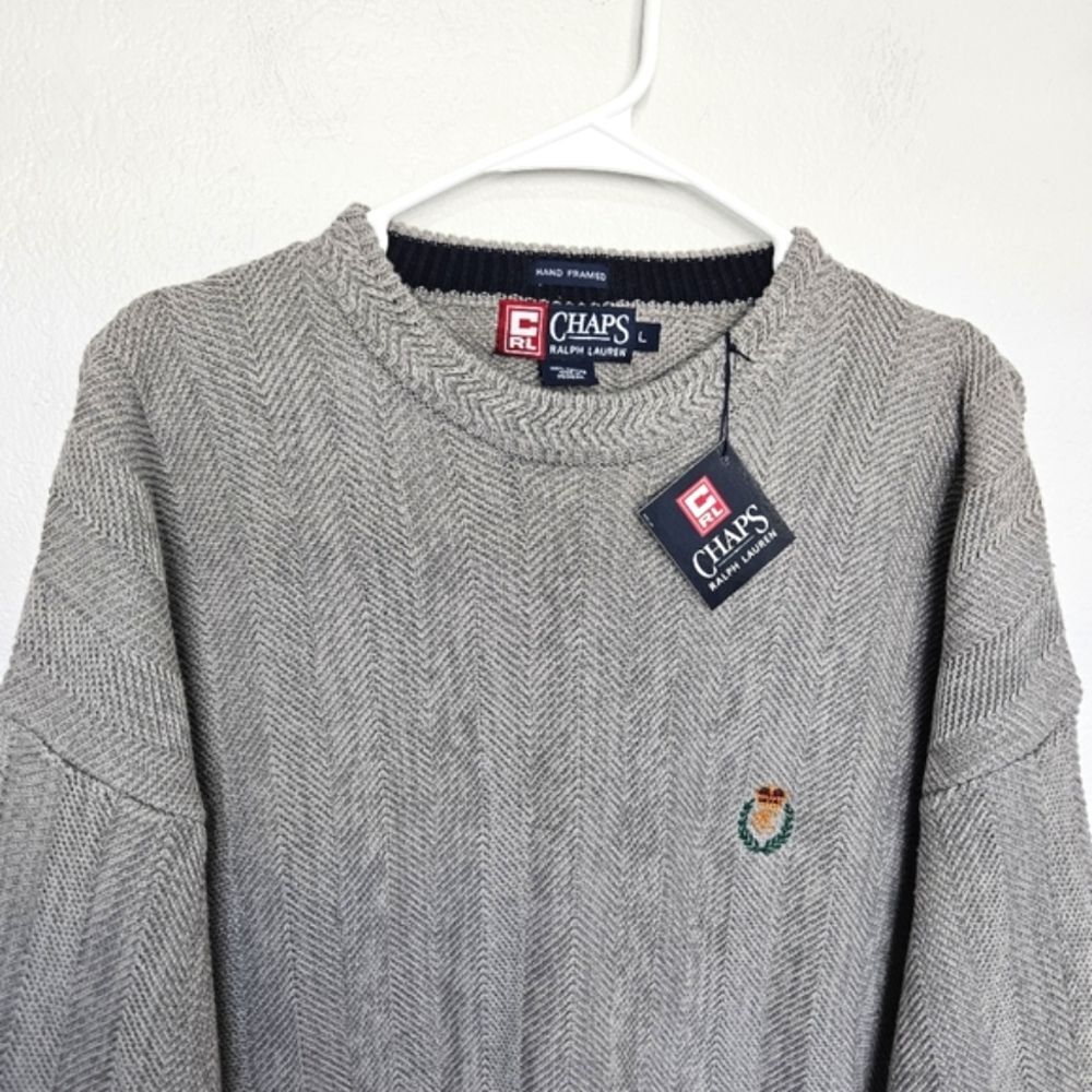 NWT Ralph Lauren Chaps | Crest Embroidered Fisherman Knit Sweater, Mens Large - Picture 4 of 7